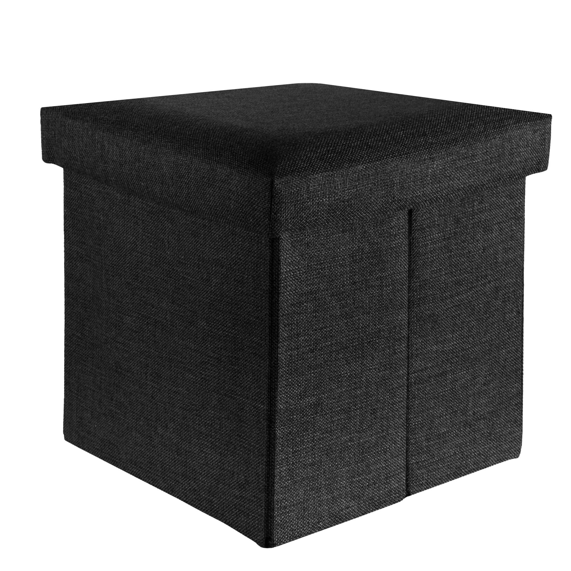 SITZHOCKER mit Stauraum 30/30/30 cm (Schwarz) - Schwarz, Textil (38/38/38cm) - Intirilife