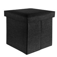 SITZHOCKER mit Stauraum 30/30/30 cm (Schwarz) - Schwarz, Textil (38/38/38cm) - Intirilife