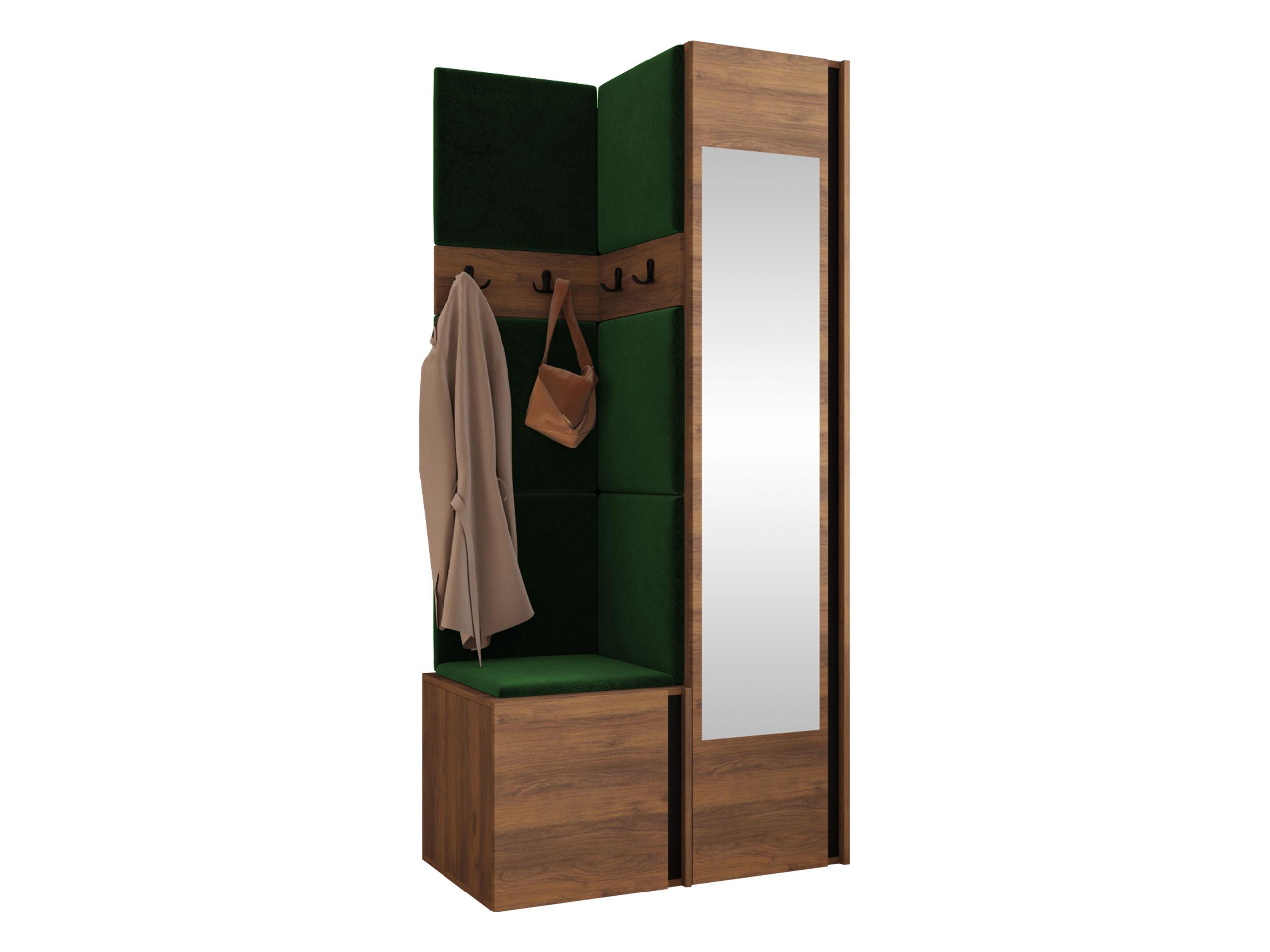 GARDEROBEN-SET Orion XXV - Nussbaumfarben/Grün, Holzwerkstoff/Kunststoff (82/186/46cm) - MIRJAN24