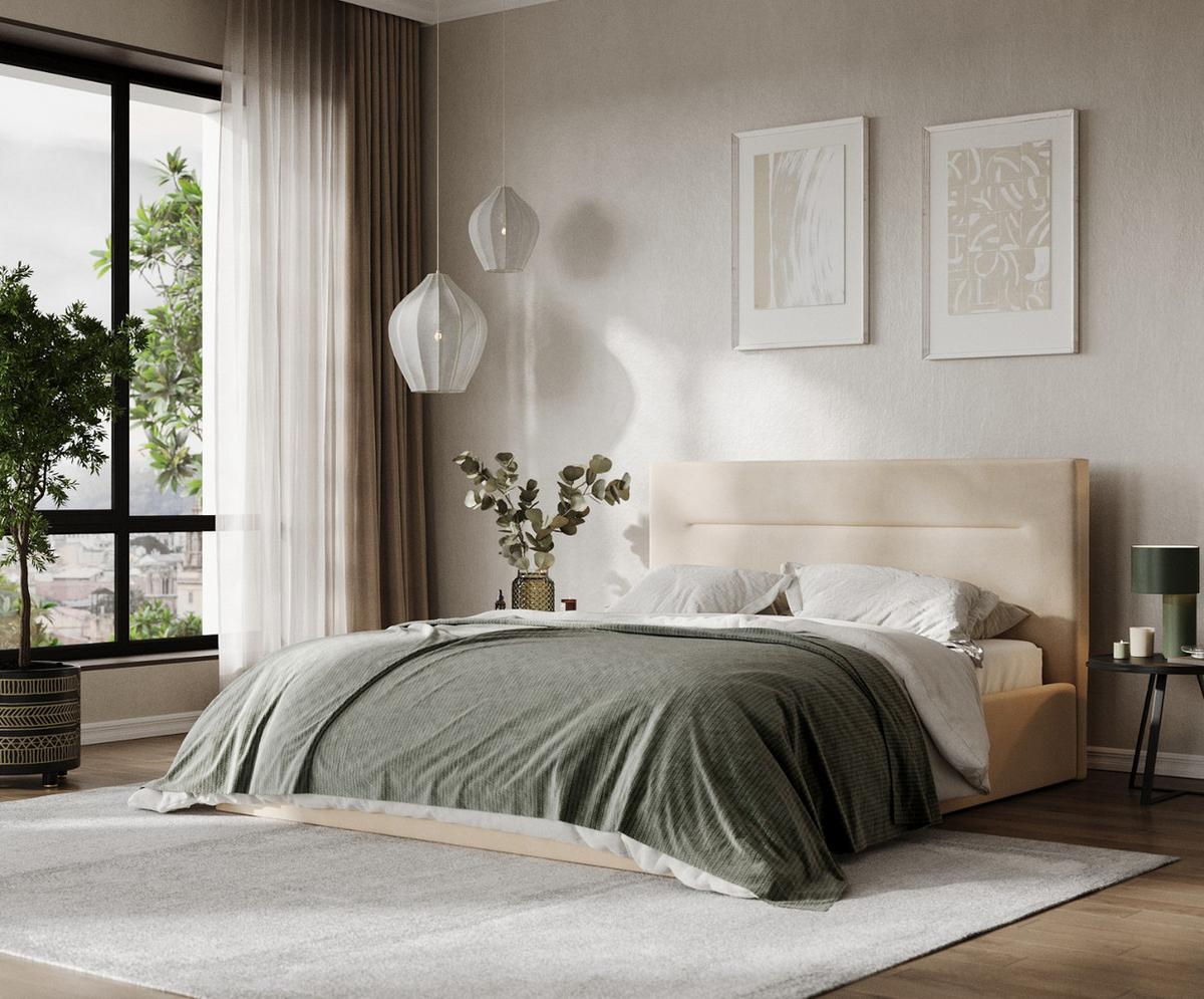 POLSTERBETT Liline 140/200 cm Beige im Kronos Stoff - Beige/Schwarz, Holz/Holzwerkstoff (140/200cm) - AltaBeds