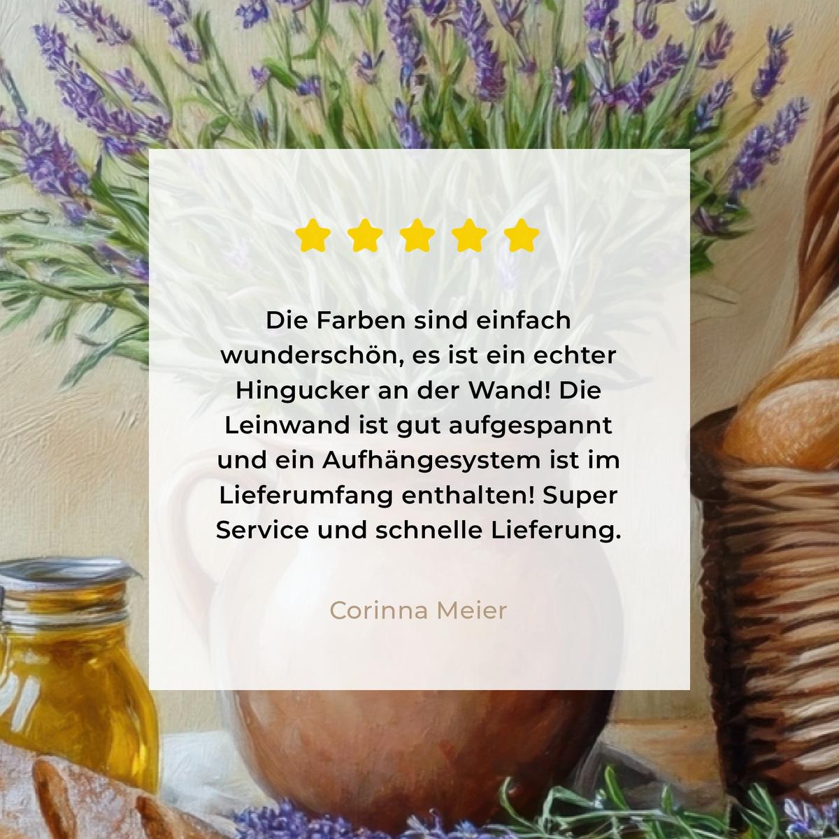 LEINWANDBILD Lavendel - Brot - Stilleben Groß 140x90 cm - Flieder, Textil (140/90cm) - MuchoWow