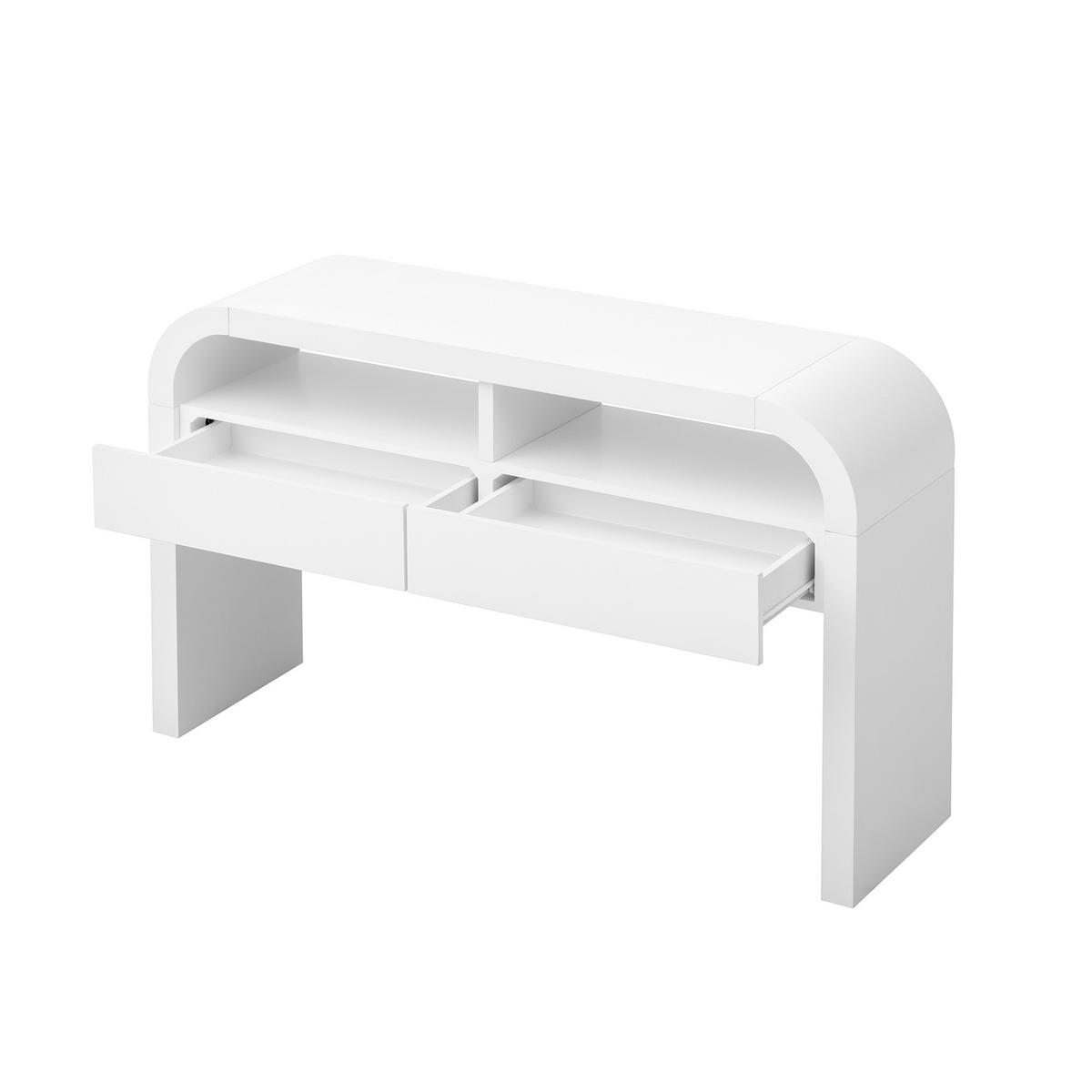 KONSOLENTISCH weiß mit 2 schubladen & abgerundeten kanten - Weiß, Holzwerkstoff (35.5/120/76.5cm) - Urban Meuble
