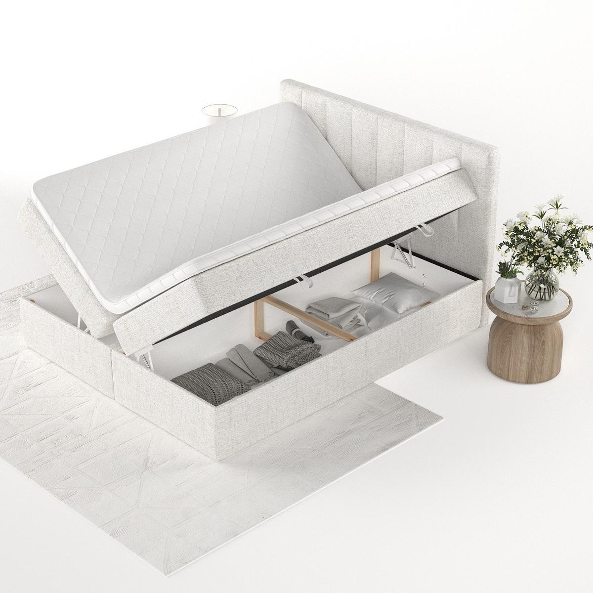 BOXBETT Bari 140/200 cm Creme im Neve Stoff - Creme, Holz/Holzwerkstoff (140/200cm) - AltaBeds