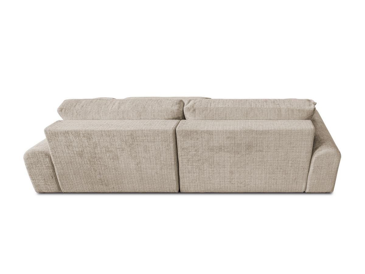 ECKSOFA Melvano mit Schlaffunktion und Bettkasten im Japandi-Stil aus weichem Dunkelbeige Chenille-Stoff - Beige/Schwarz, Holz/Kunststoff (240/145cm) - S-Style