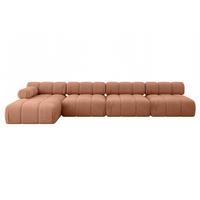 ECKSOFA modulares Sofa Razon-L3 - 380x160x70 cm Apricot Velours - Koralle, Holzwerkstoff/Textil (380/160cm) - ALTDECOR