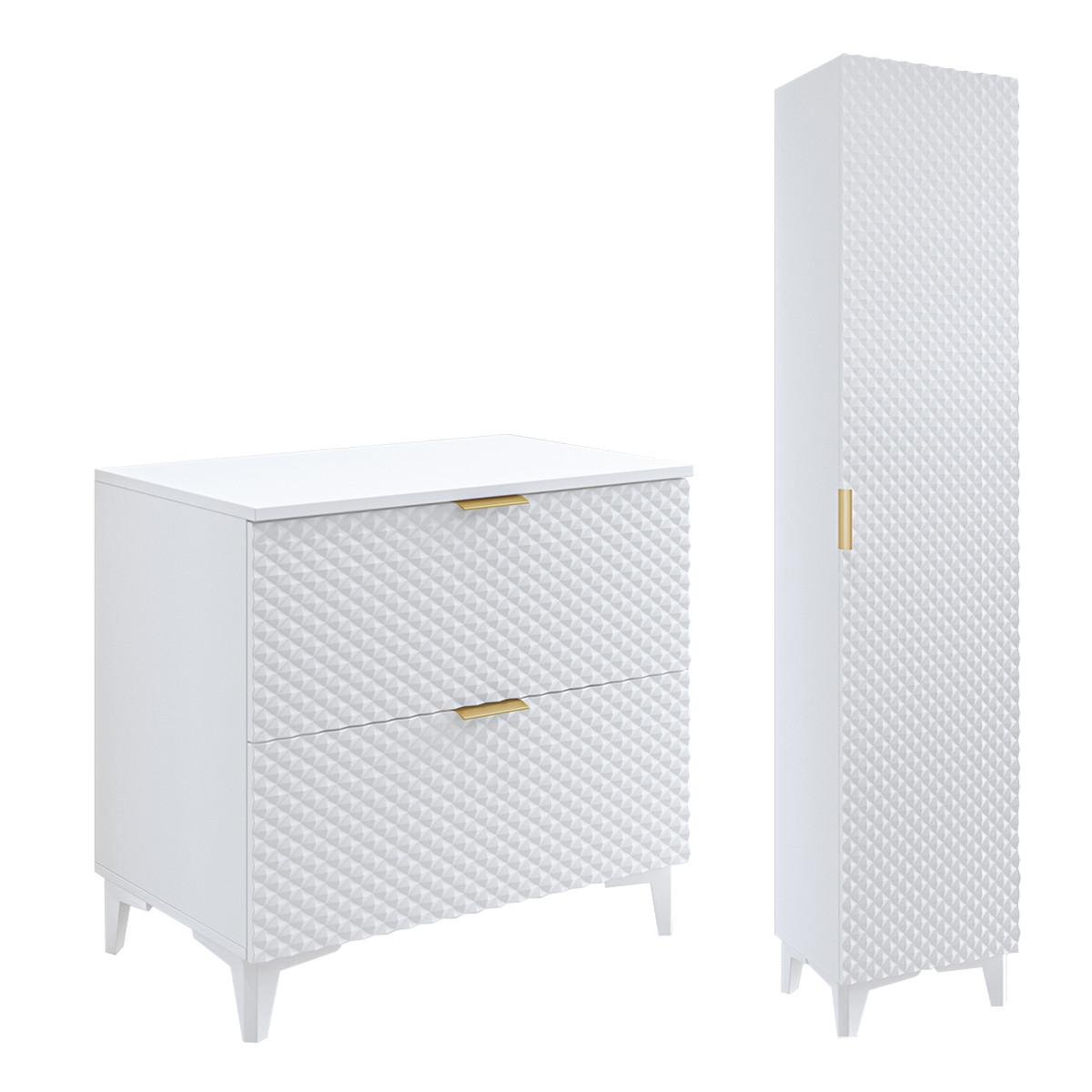 BADMÖBEL 80.4cm Cléa 2er-Set Weiß - Weiß, Holzwerkstoff (80.4/62.6/48.5cm) - Petits-meubles