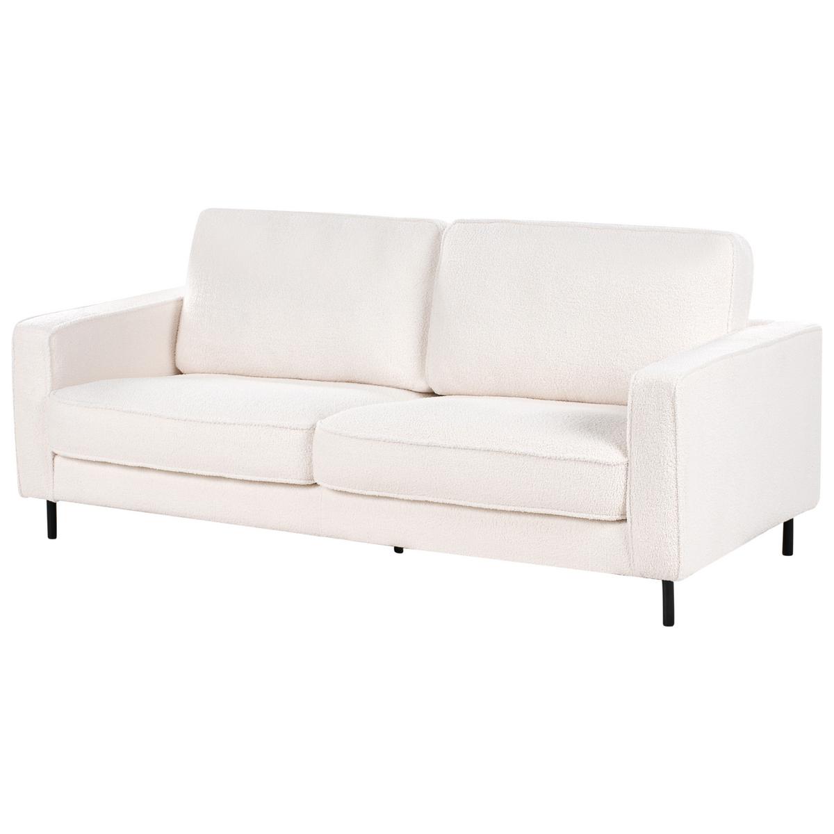 SOFA-SET 4-Sitzer Bouclé Weiß Savalen - Schwarz/Weiß, Textil (204/87/91cm) - Beliani