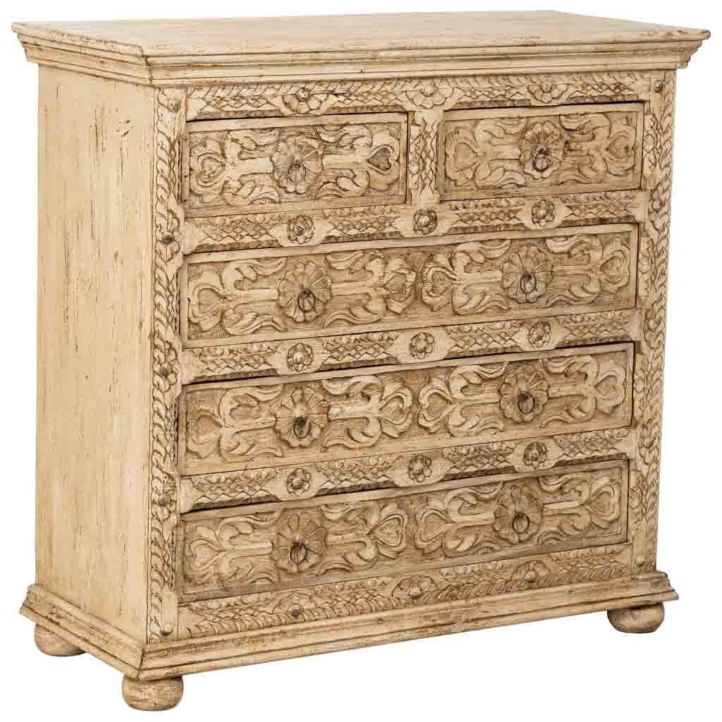 KOMMODE aus Holz, weiß, 100x43x95cm - Beige, Holz (100/95/43cm) - Wanderlust