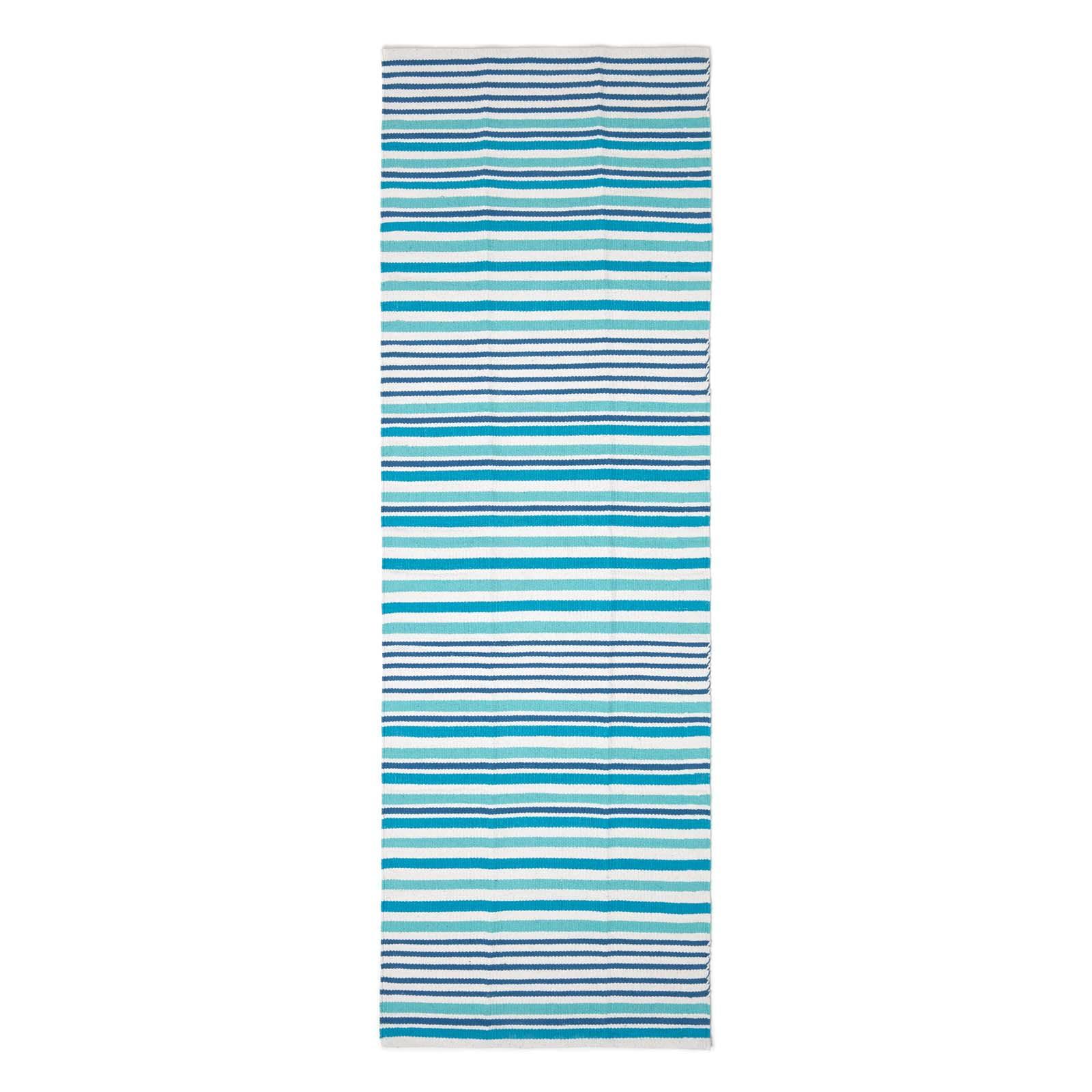 FLACHWEBETEPPICH-LÄUFER Baumwolle gestreift 66/200 cm - Blau, Textil (66/200cm) - Homescapes
