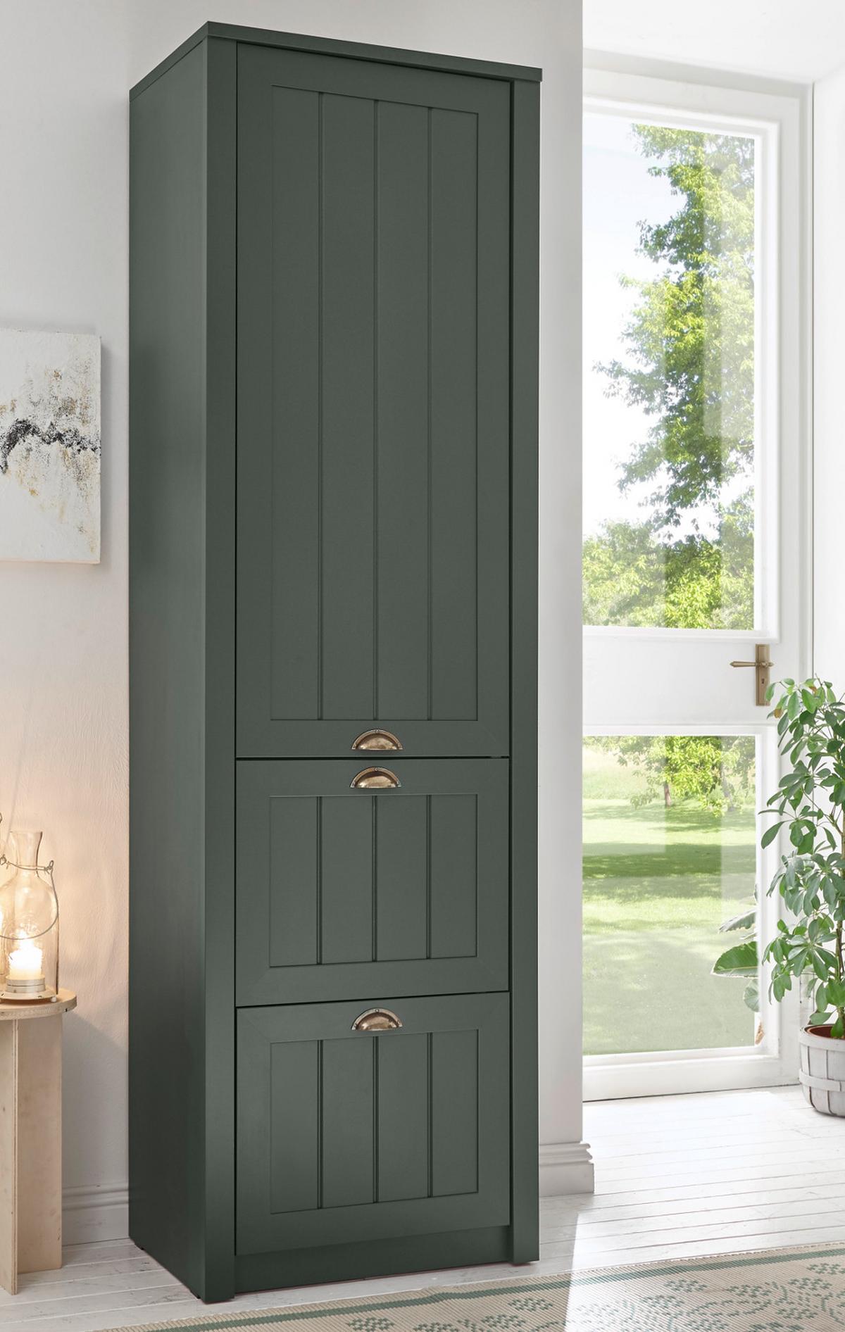 GARDEROBENSCHRANK grün, Landhausstil, Garderobe 60 x 204 cm - Dunkelgrün/Goldfarben, Holzwerkstoff/Kunststoff (60/204/42cm) - Furn.Design