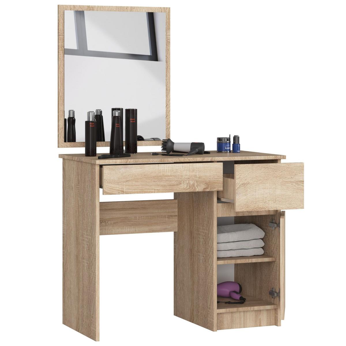 SCHMINKTISCH mit Spiegel - Sonoma Eiche, Holzwerkstoff (90/142/50cm) - RAUMHIRSCH FURNITURE