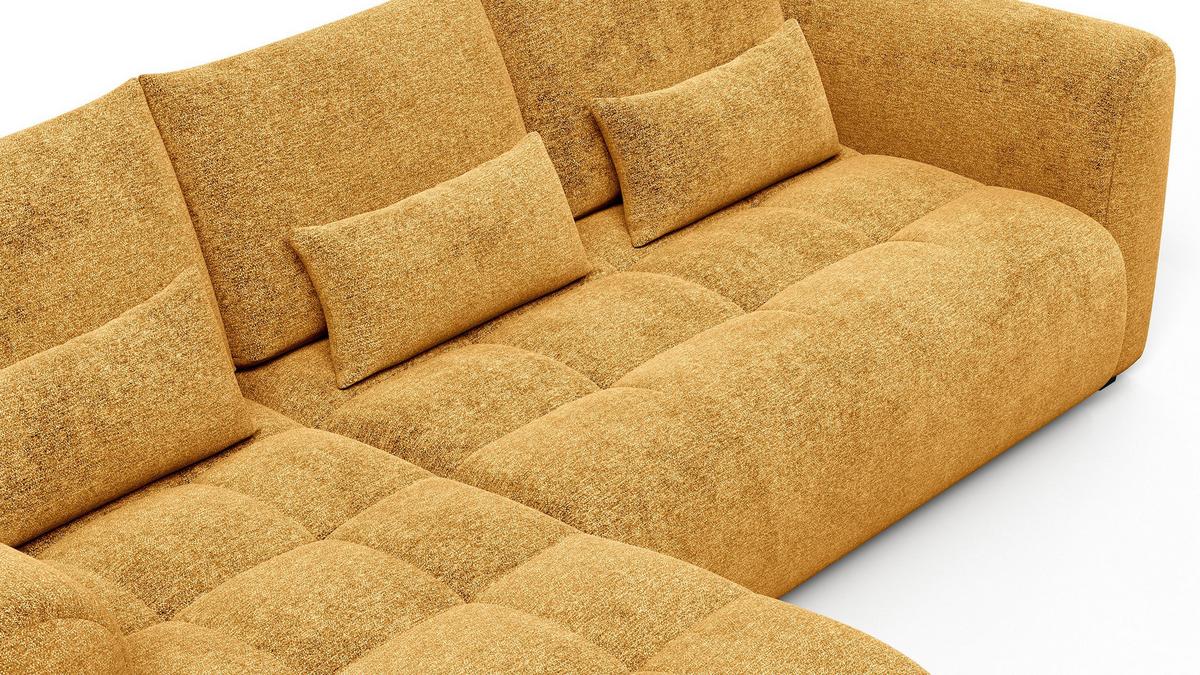 ECKSOFA SORENO 4-Sitzer, gelb - Gelb/Schwarz, Holz/Textil (293/171cm) - Wozimo