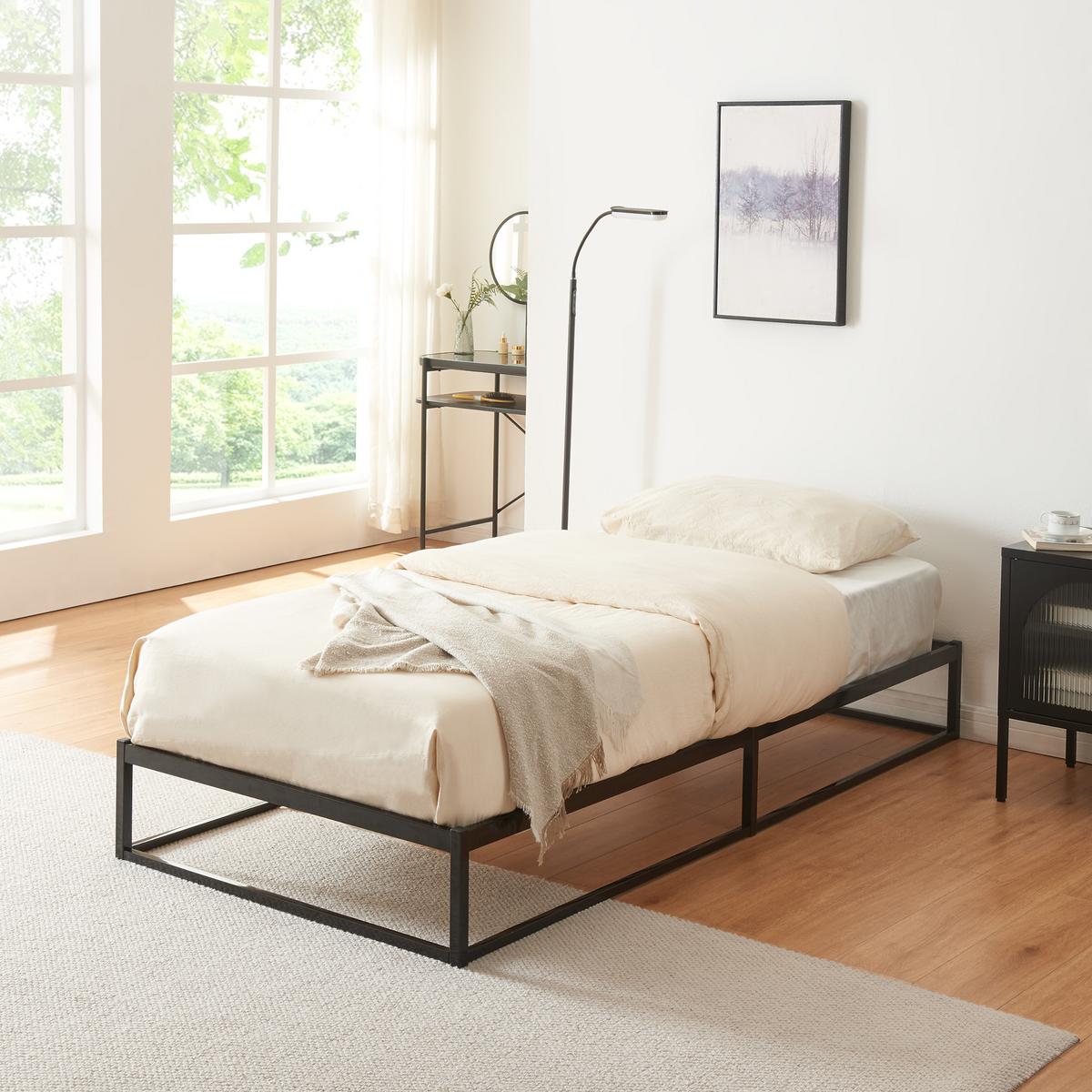 METALLBETT Trerunta - Schwarz, Metall (90/200cm) - [en.casa]
