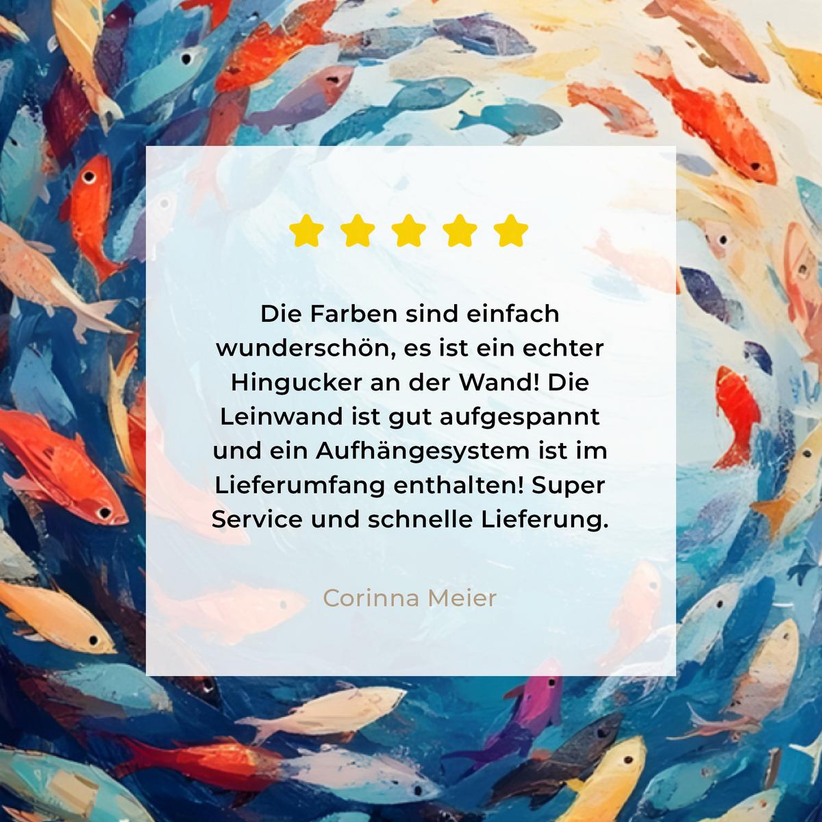 LEINWANDBILD Meer - Fische - Bunt - Dynamisch Wandbild 40x30 cm - Hellblau, Textil (40/30cm) - MuchoWow