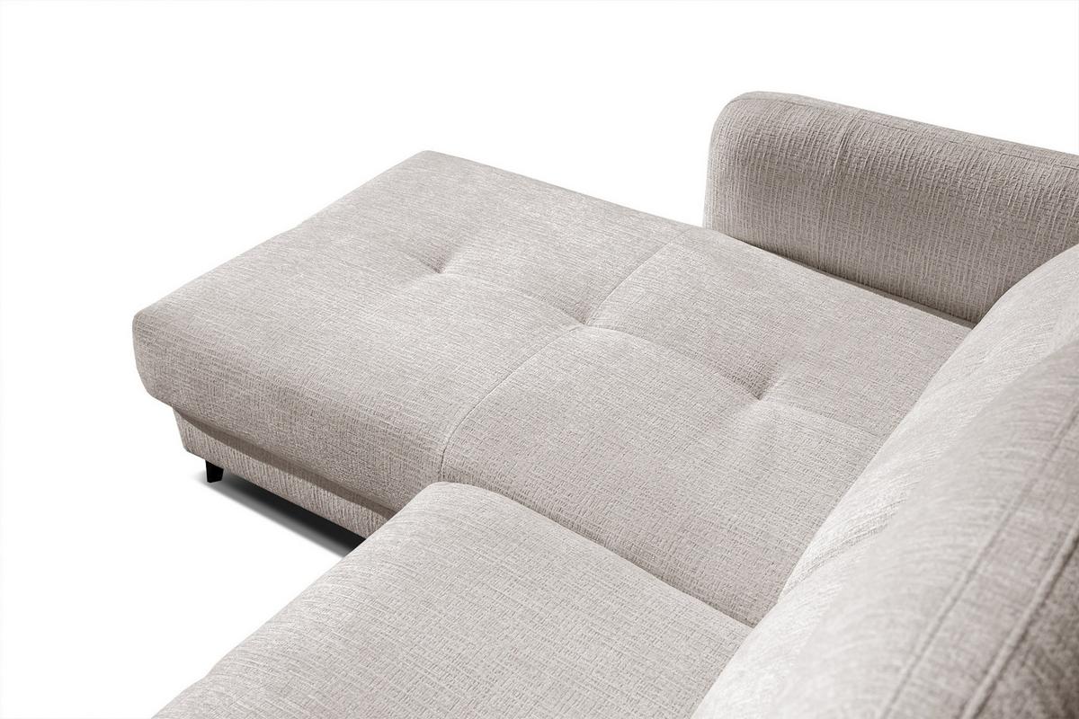 ECKSOFA SVEN 3-Sitzer, 1 Relax XL, verstellbare Kopfstützen, creme - Creme/Schwarz, Holzwerkstoff/Textil (256/163cm) - Wozimo