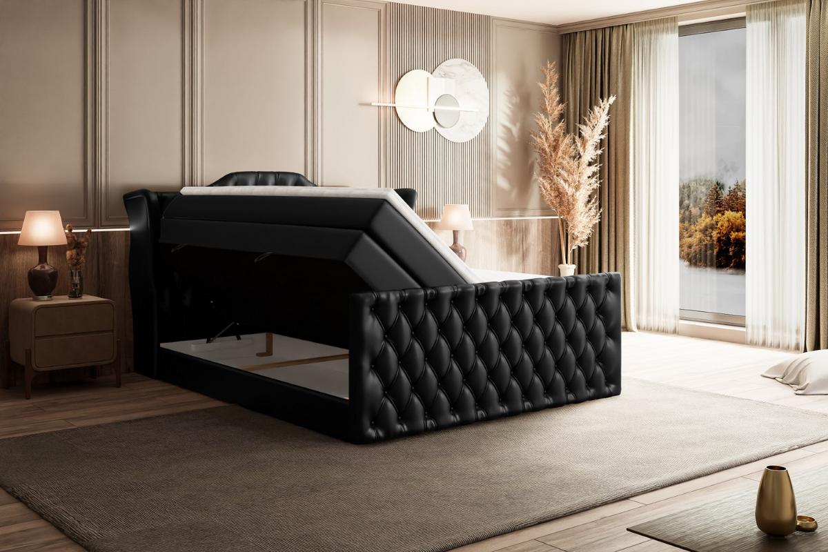 BOXSPRINGBETT VILA-Z KING - 180x200 - H3/H4 - Schwarz Hochglanz - Schwarz Hochglanz, Holzwerkstoff (180/200cm) - ALTDECOR