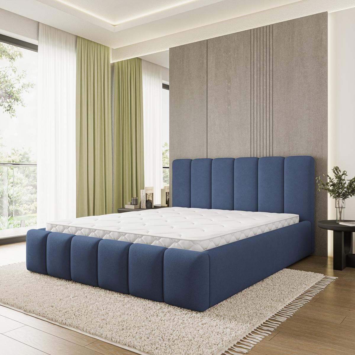 POLSTERBETT ATTORA SR 200x200 cm mit Bettkästen - Blau - Blau, Holz (200/200cm) - MASSENO