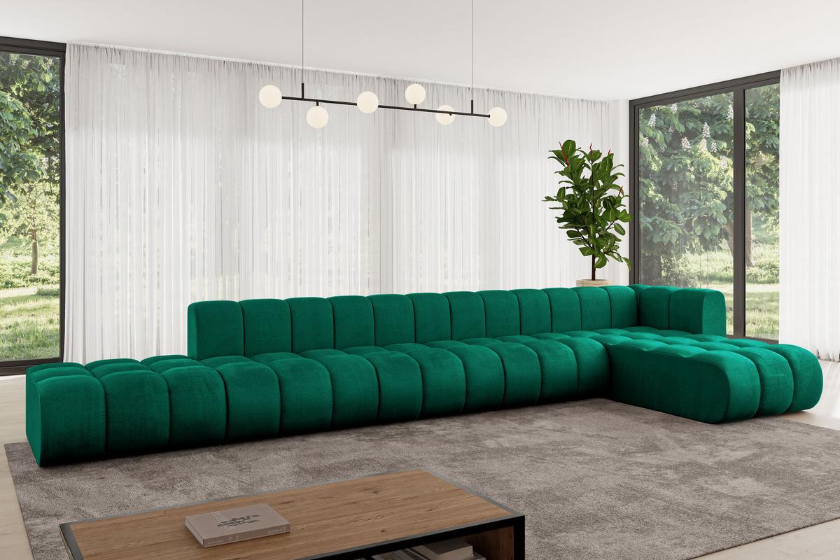 ECKSOFA modulares Sofa Zuvon-L3 - 478x177x70 cm Grün - Dunkelgrün, Holzwerkstoff/Textil (478/177cm) - ALTDECOR