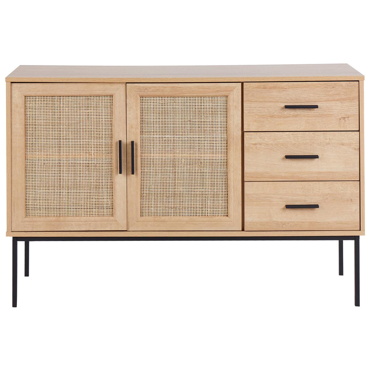 SIDEBOARD mit 2 Türen Hellbraun Pasco - Braun, Holzwerkstoff (120/77/39cm) - Beliani