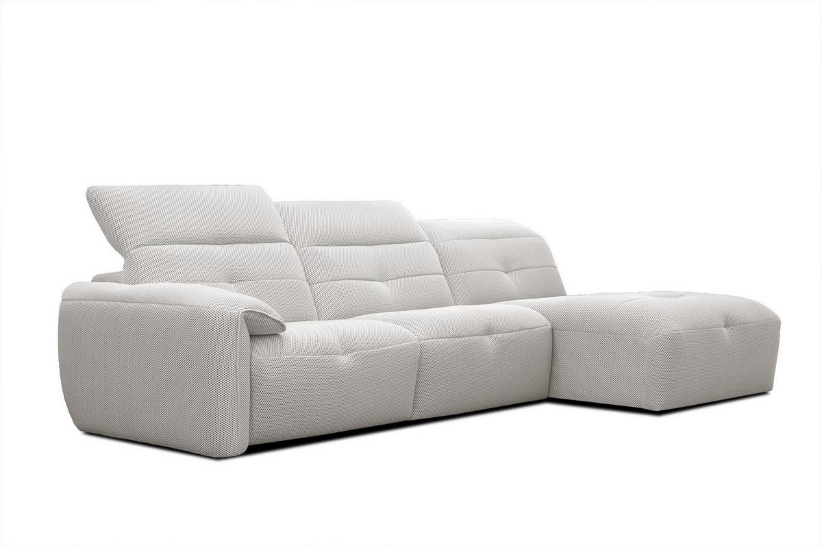 ECKSOFA TRENTO 4-Sitzer mit 1 Relaxfunktion, ecru - Ecru/Schwarz, Holzwerkstoff/Kunststoff (262/165cm) - Wozimo