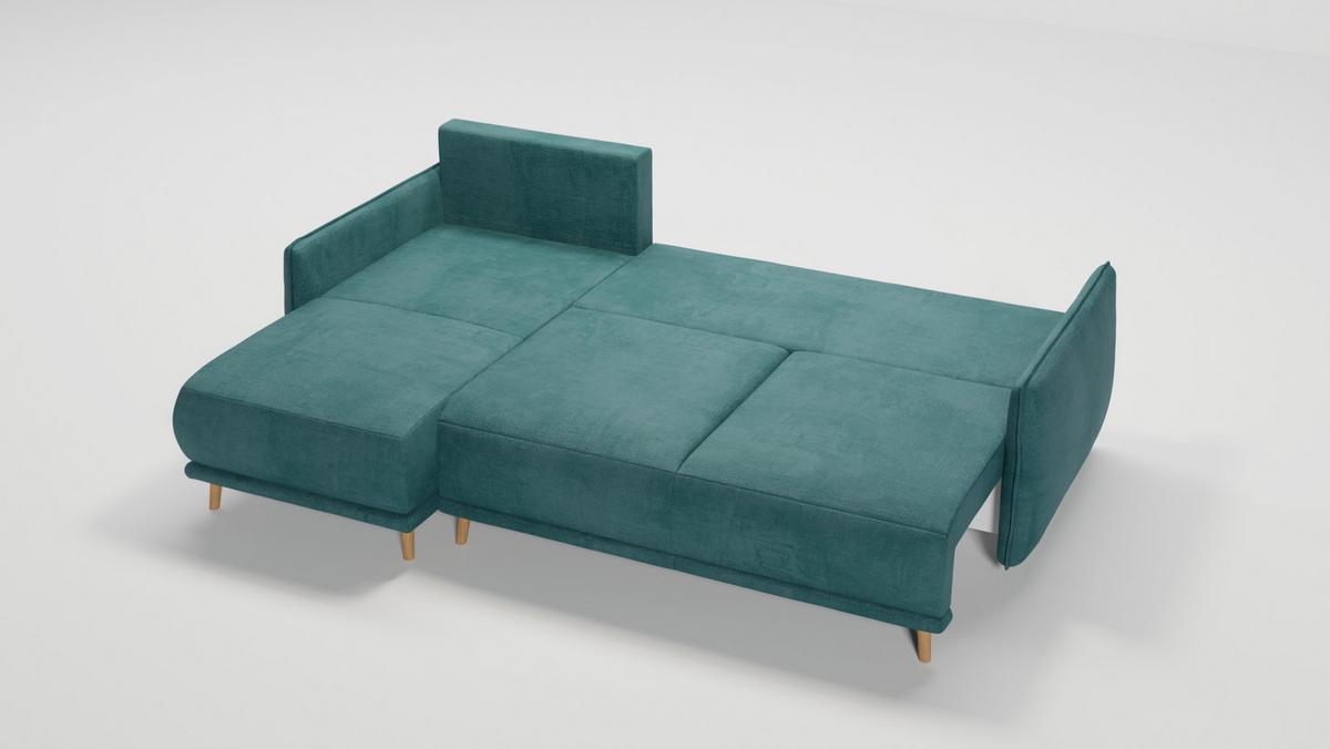 ECKSOFA Chroma Türkis Luxusmicrofaser - Türkis/Braun, Holz/Textil (238/170cm) - S-Style Möbel