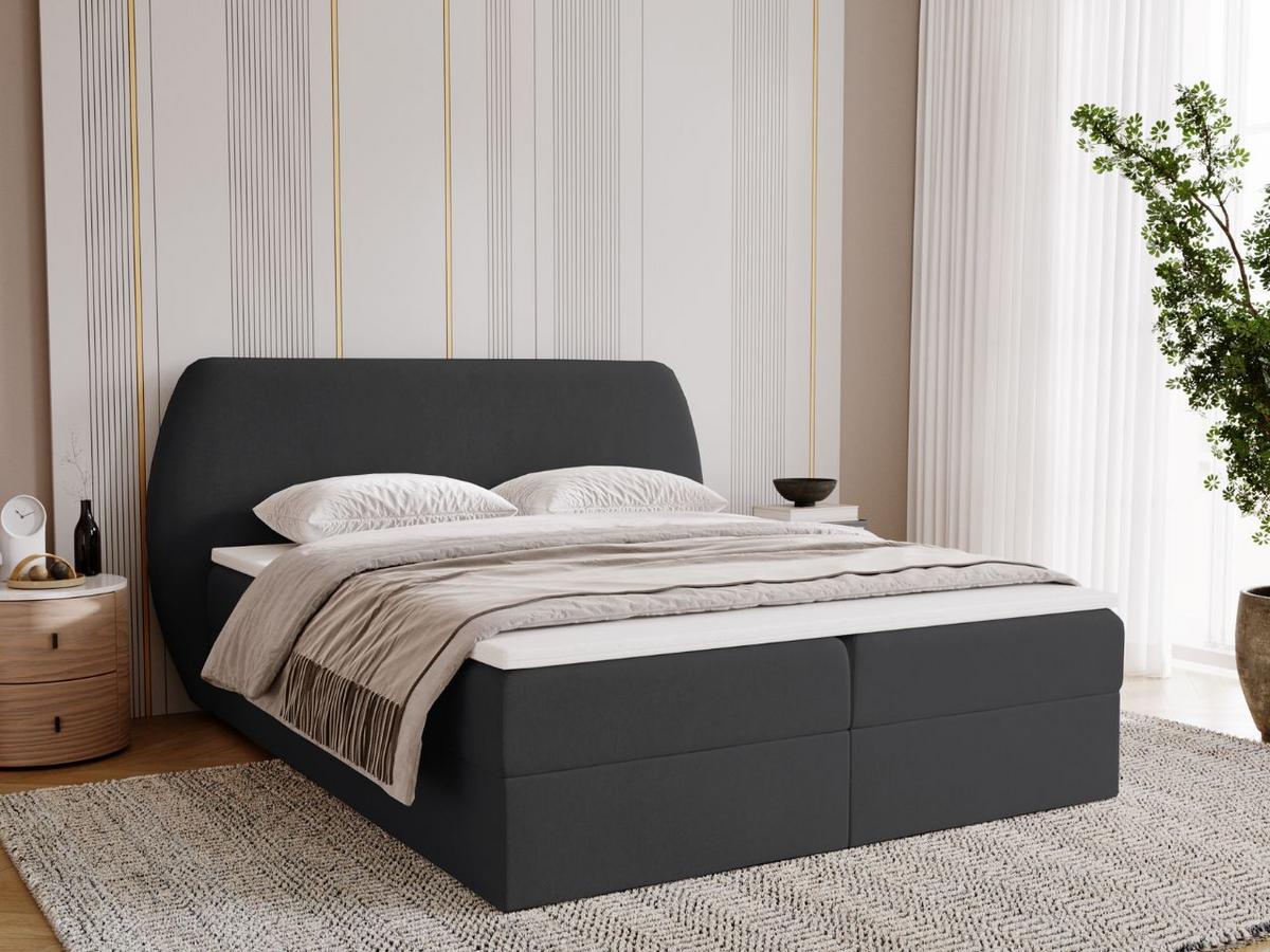 BOXBETT Bogota 160x200 Schwarz - Schwarz, Holz/Textil (160/200cm) - Graingold
