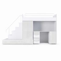 KINDERZIMMER Set RAJ 5, Matt mit Hochbett, Schrank und Schreibtisch - Weiß Hochglanz, Holzwerkstoff (320/180/86cm) - Lookway