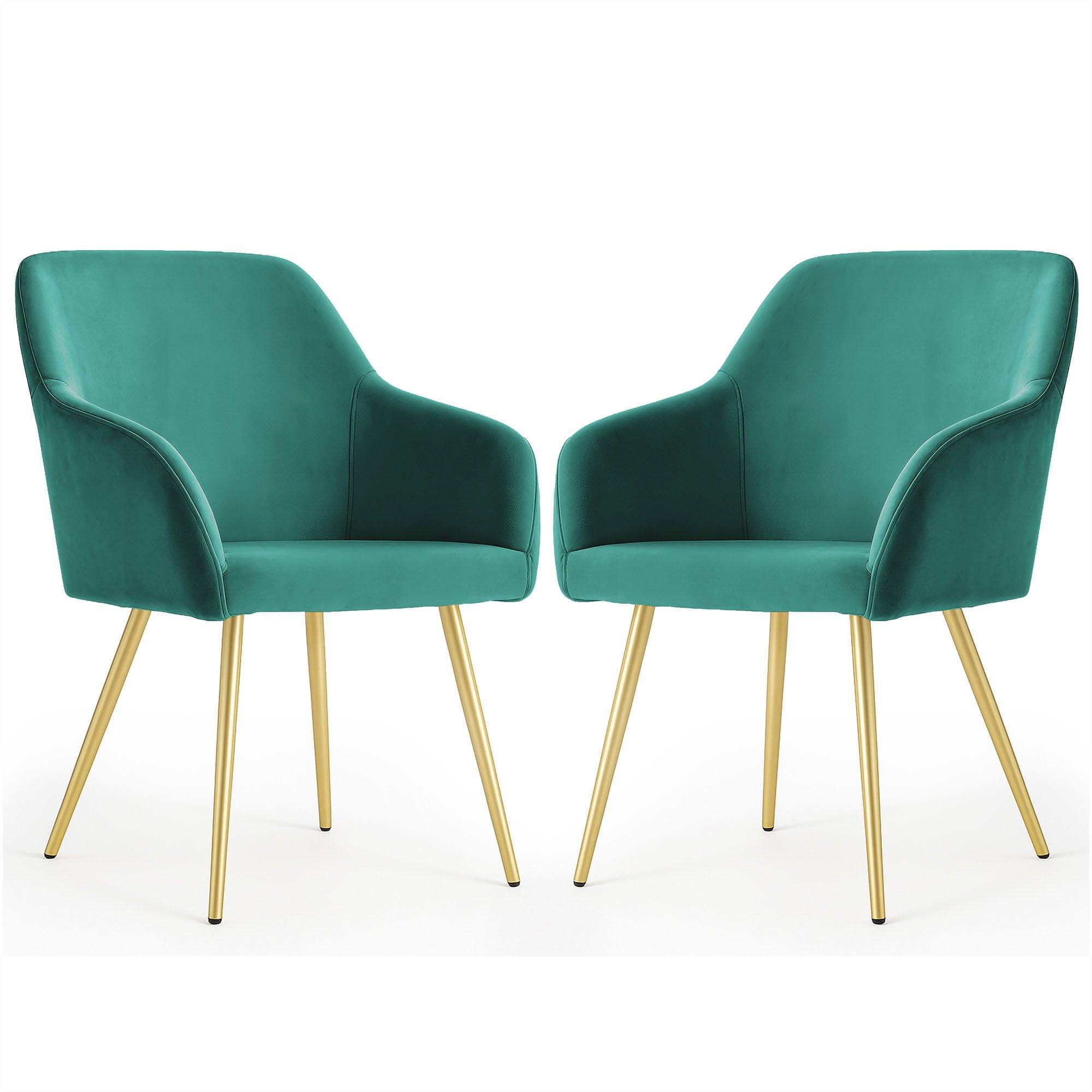 POLSTERSTUHL 2er Set, Metallbeine Grün, Gold 54,5/83/58 - Grün, Textil (55/83/51cm) - RAUMHIRSCH FURNITURE