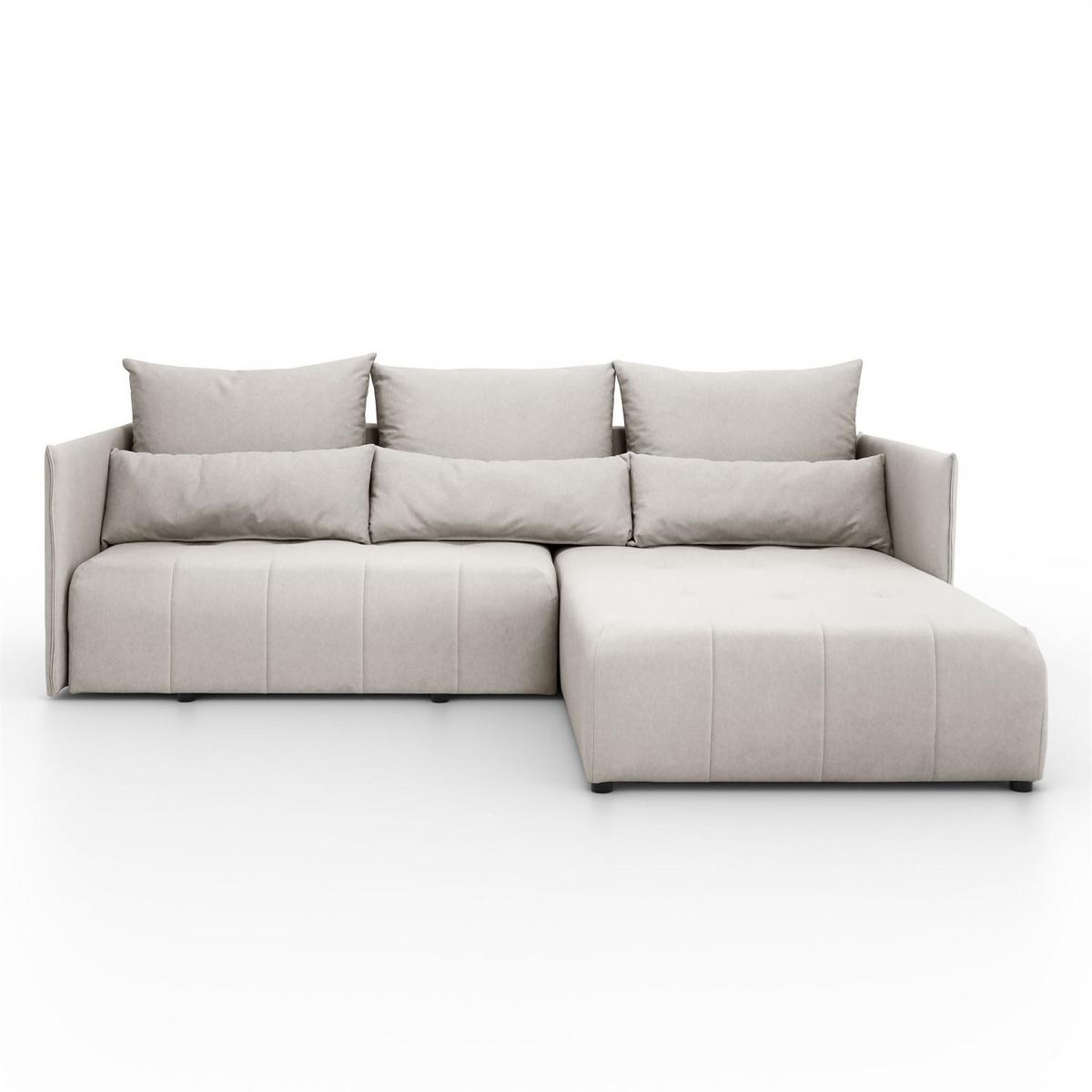 ECKSOFA APOLLO L mit Schlaffunktion und Bettkasten – rechte Seite - Ecru, Textil (246/188cm) - Lookway
