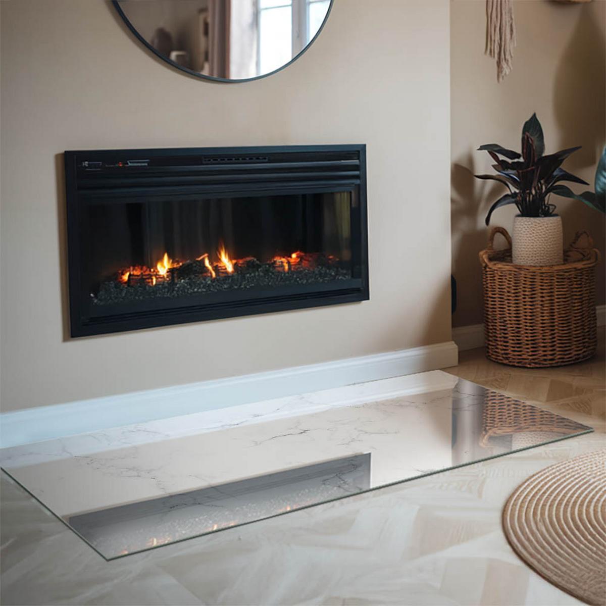 GLASPLATTE für Kamin 140x70 cm - Weiß, Glas (140/70/0.4cm) - TULUP