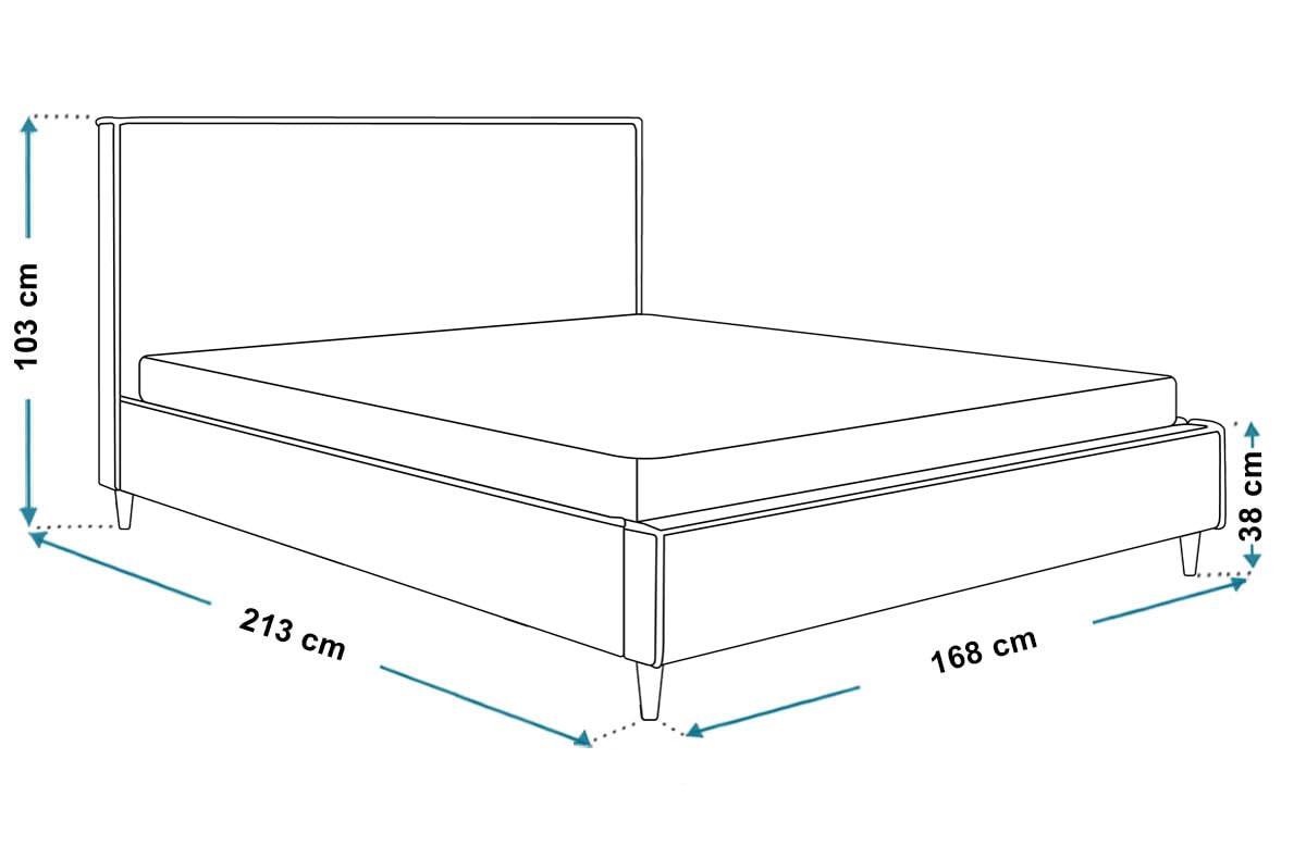 POLSTERBETT LUX RICO mit Kopfteil, 160 x 200 cm, Doppelbett mit Lattenrost aus Holz, Velourstoff Blau, Füße in Farbe: Schwarz - Blau, Holz/Textil (160/200cm) - Alpi-Möbel