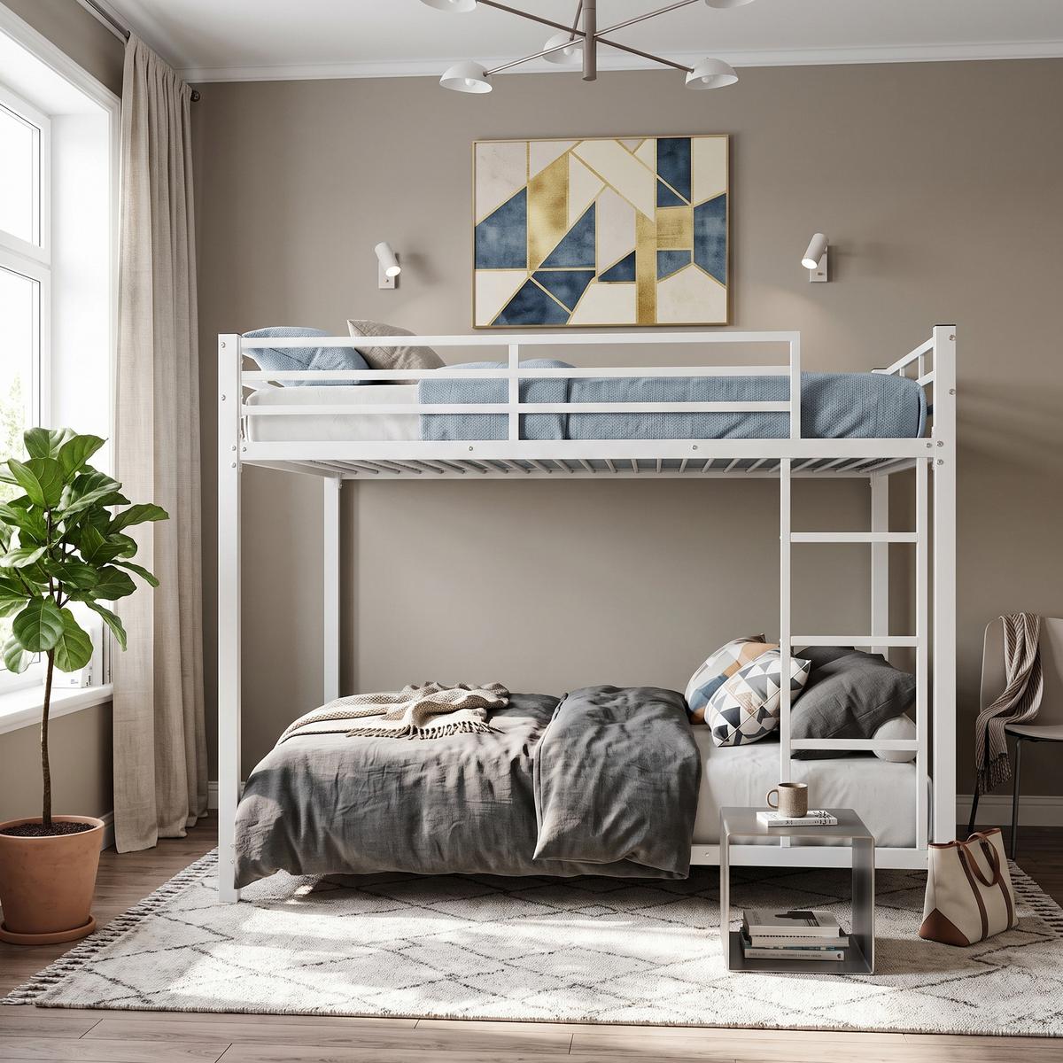 ETAGENBETT metall 140x200 kinderbett weiß - Weiß, Metall (140/200cm) - Urban Meuble