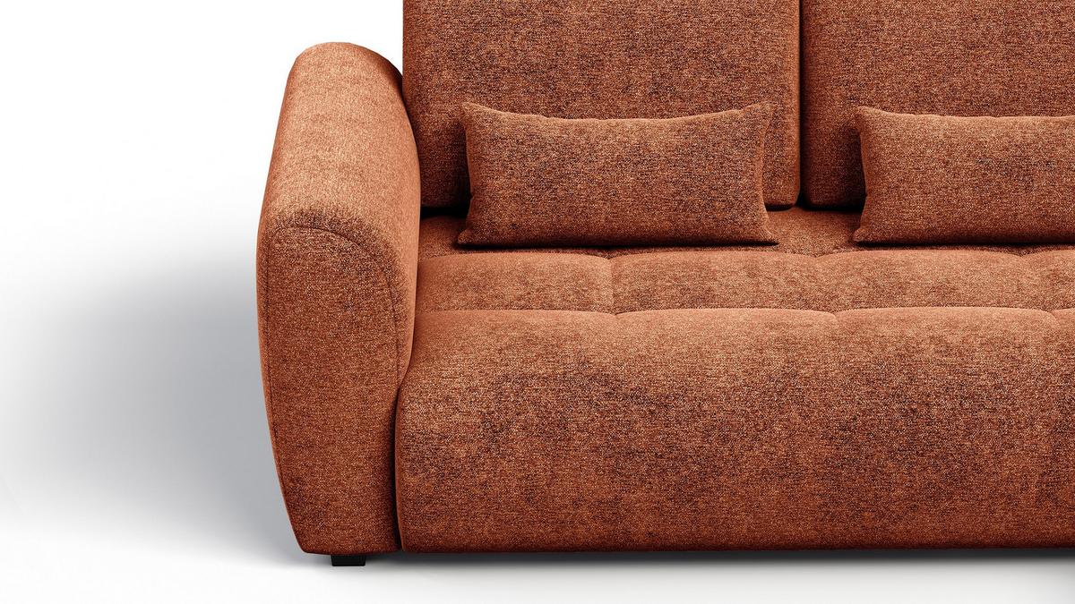 ECKSOFA SORENO 4-Sitzer, orange - Schwarz/Orange, Holz/Textil (293/171cm) - Wozimo