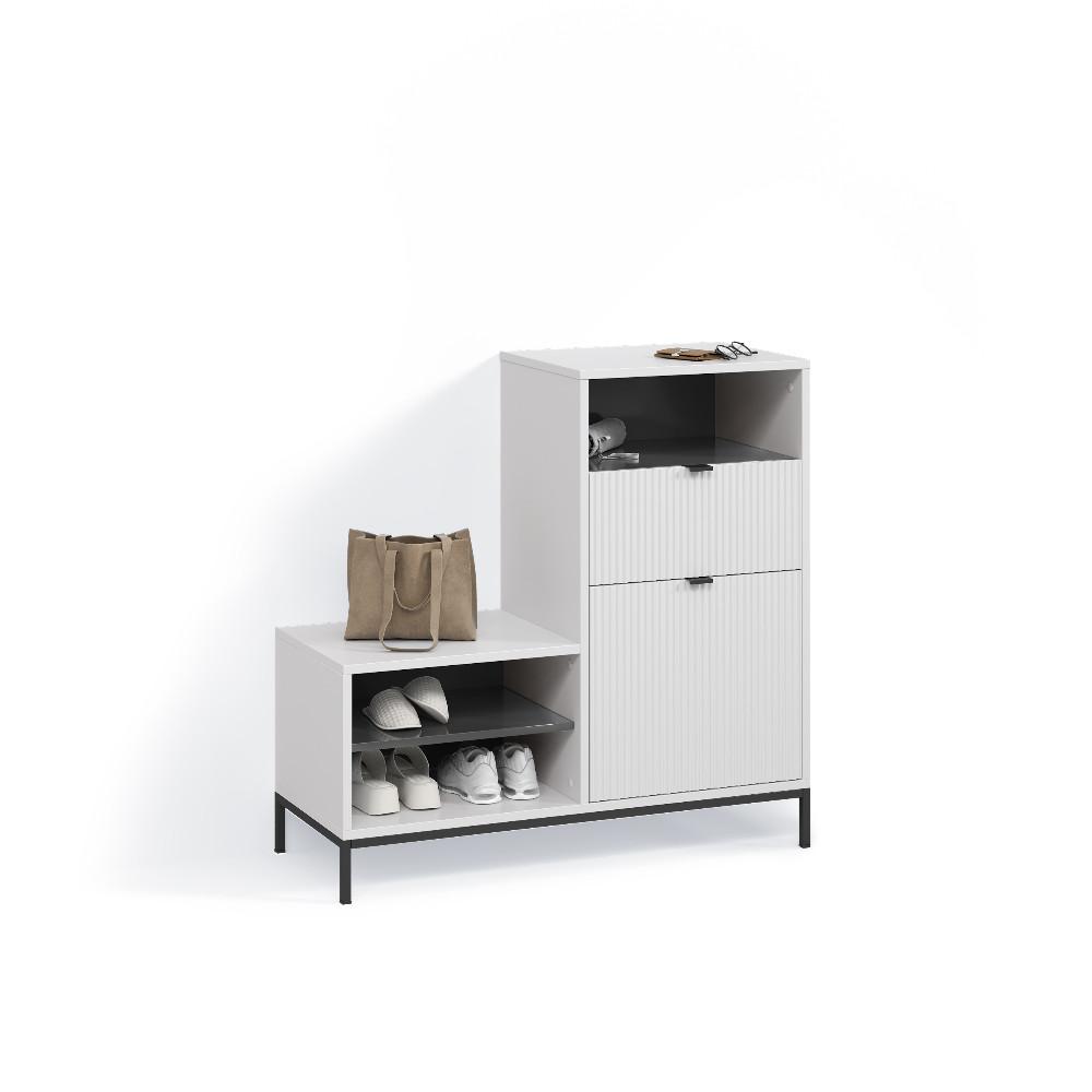 SCHUHSCHRANK Aterno Weiß 100 x 98.5 cm mit Tür und Schublade - Weiß, Holzwerkstoff (100/98.5/40cm) - Livinity®