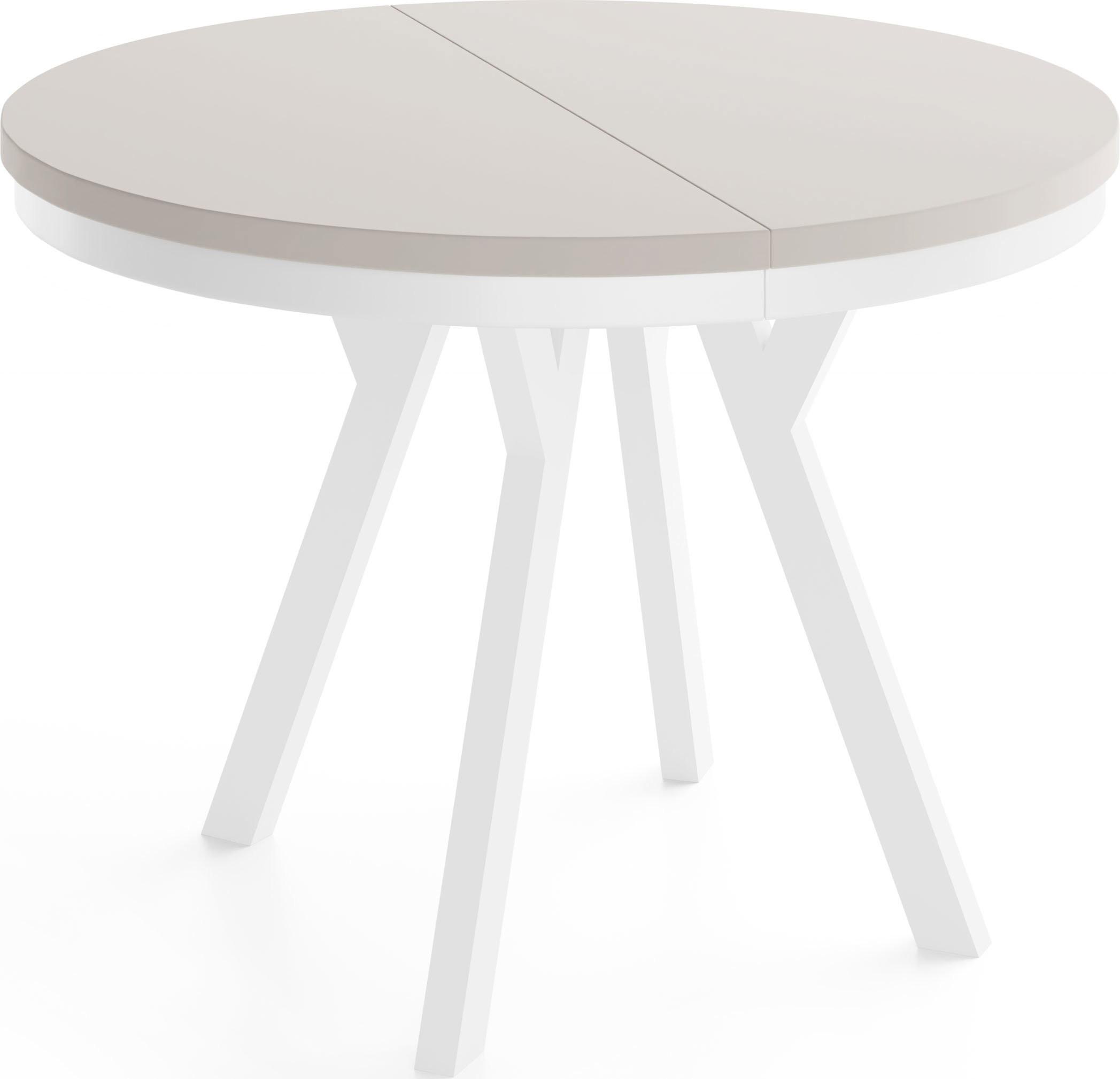 ESSTISCH Vero Neo Weiß rund ausziehbar verlängerbar, Kaschmir 90-190/90/77 cm - Kaschmir/Beige, Holz/Holzwerkstoff (90/190/77cm) - WFL GROUP