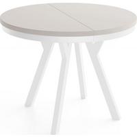 ESSTISCH Vero Neo Weiß rund ausziehbar verlängerbar, Kaschmir 90-190/90/77 cm - Kaschmir/Beige, Holz/Holzwerkstoff (90/190/77cm) - WFL GROUP