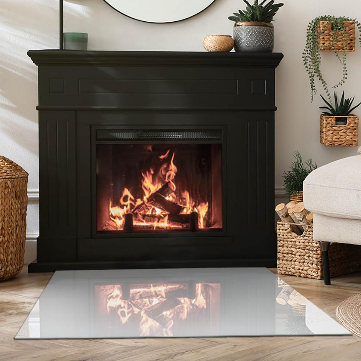 GLASPLATTE für Kamin 100x70 cm - Grau, Glas (100/70/0.4cm) - TULUP