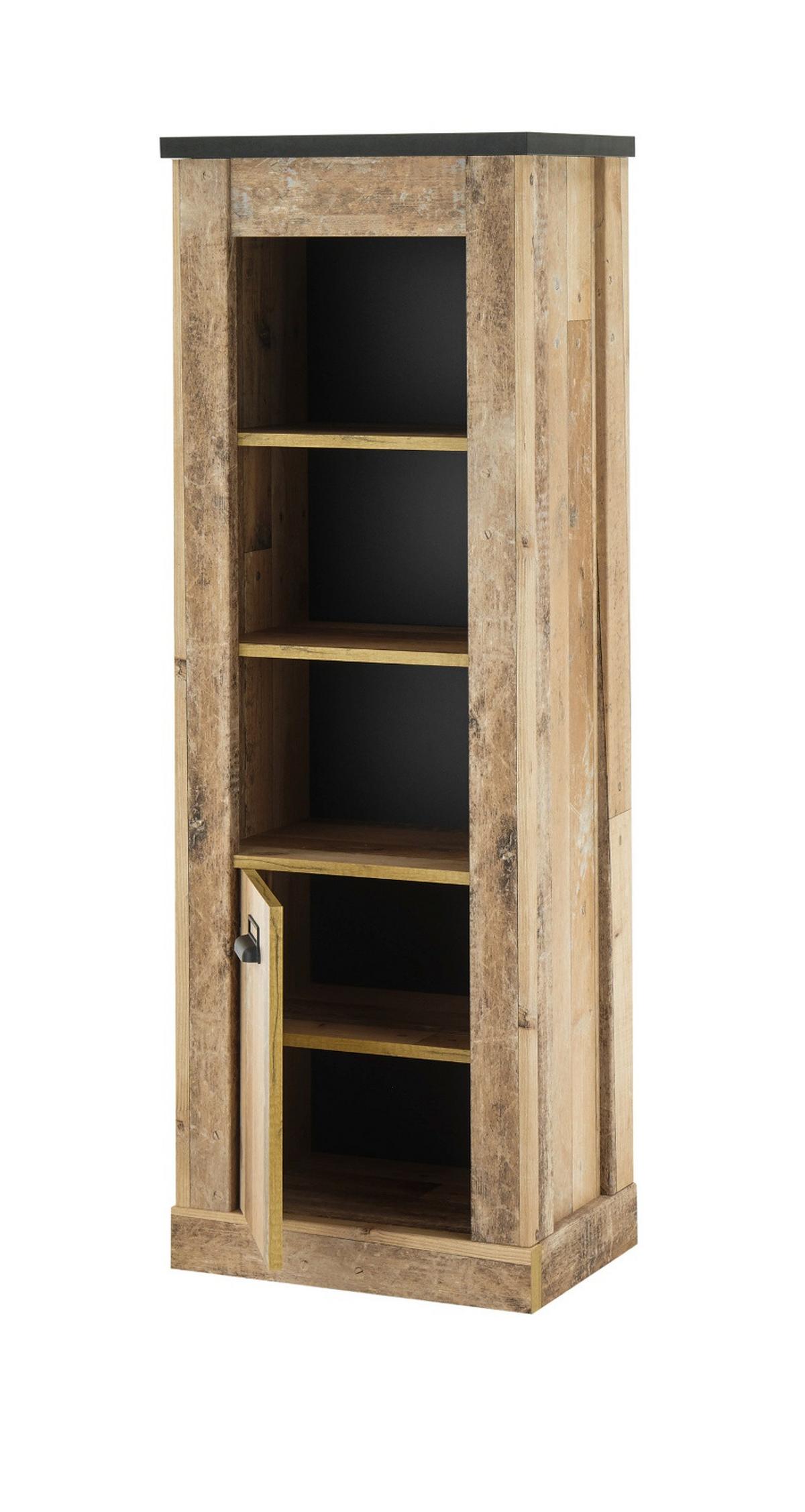 REGALSCHRANK Used Wood hell, anthrazit 51 cm, Regal mit Soft-Close - Anthrazit/Schwarz, Holzwerkstoff/Metall (51/146/38cm) - Furn.Design