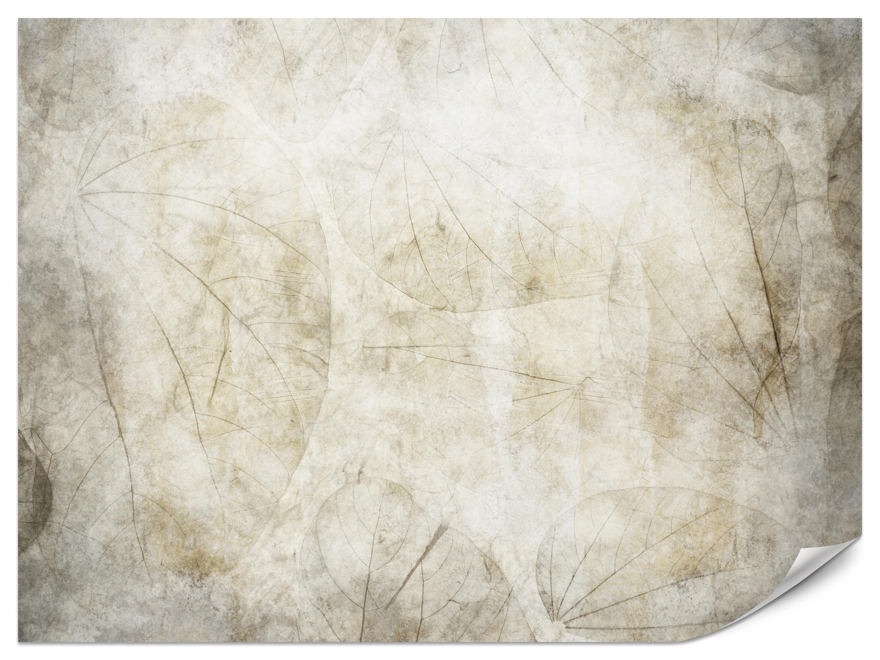 FOTOTAPETE für Wohnzimmer Blätter Beton Abstraktion 300x210 - Beige/Grau, Papier (300/210cm) - Muralo