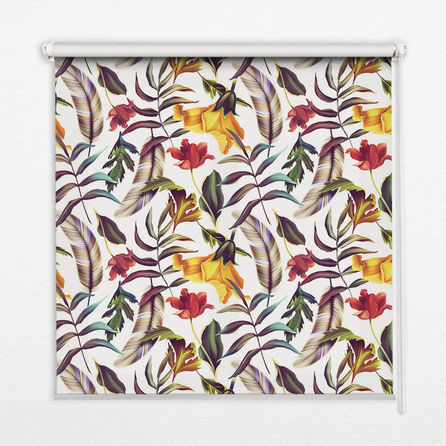 INNENROLLO - Fensterrollo - Rollo - 150x180 cm - Bunte Blumen - Grün, Kunststoff (150/180/0.5cm) - TULUP