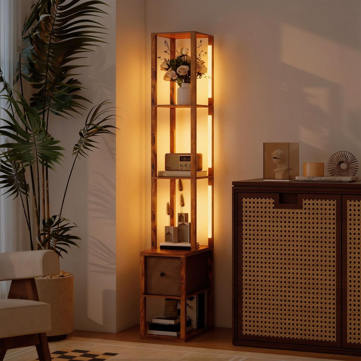 STEHLAMPE MDF Rustikal-Braun - Braun, Holzwerkstoff (43.5/26.5/169cm) - HOMCOM