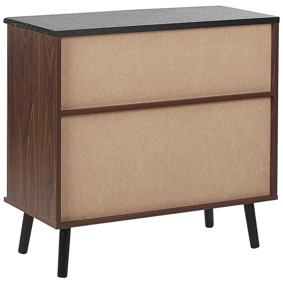 SIDEBOARD Dunkler Holzfarbton Perth - Dunkelbraun/Schwarz, Holzwerkstoff (80/80/40cm) - Beliani