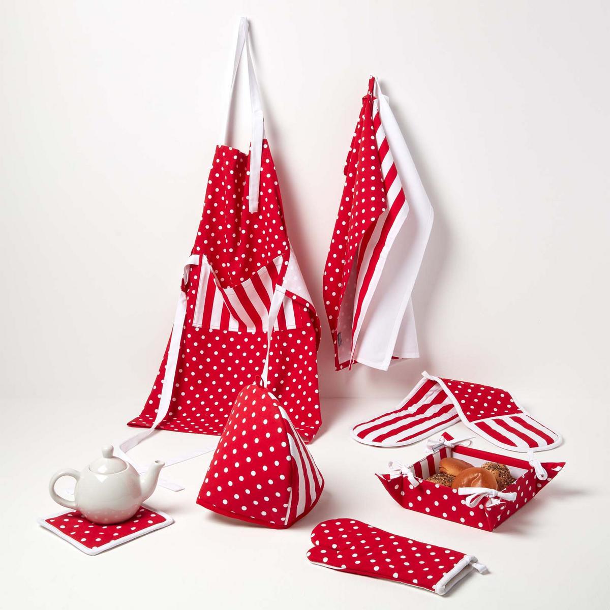 BROTKORB Polka Dots – faltbar mit Wende-Design - Rot, Textil (22/7/22cm) - Homescapes