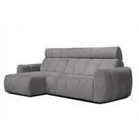 ECKSOFA KIMI 3-Sitzer, ausziehbarer Sitz, verstellbare Kopfstützen, grau - Schwarz/Grau, Holzwerkstoff/Textil (270/160cm) - Wozimo