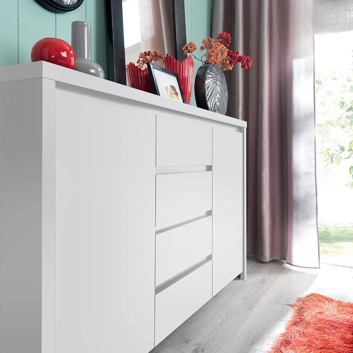 SIDEBOARD Soren Weiß matt - Weiß, Holzwerkstoff (143.5/92/40.5cm) - Petits-meubles