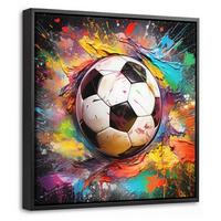 LEINWAND Bilder mit Rahmen - Fußball - Farbe - Farben - Schwarz - Weiß - 20x20 - Weiß, Textil (20/20cm) - MuchoWow