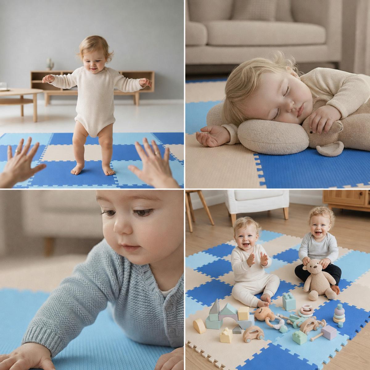 SPIELMATTE ab Null 270/90 cm Puzzlematte Hellblau - Multicolor, Kunststoff (30/30cm) - Littletom