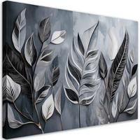 WANDBILD minimalismus silberblätter natur botanik - Silberfarben, Textil (60/40cm) - Feeby
