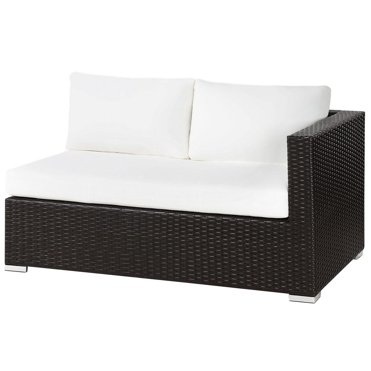 LOUNGE-SET 8-Sitzer braun linksseitig modular Auflagen beige XXL - Beige/Dunkelbraun, Kunststoff - Beliani