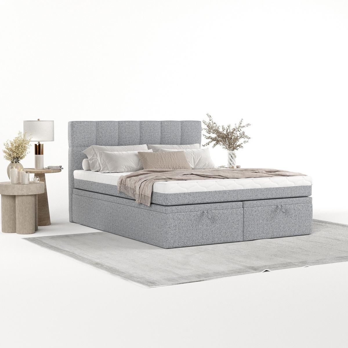 BOXBETT Elano 200/200 cm Grau im Riva Stoff - Schwarz/Grau, Holz/Holzwerkstoff (200/200cm) - AltaBeds